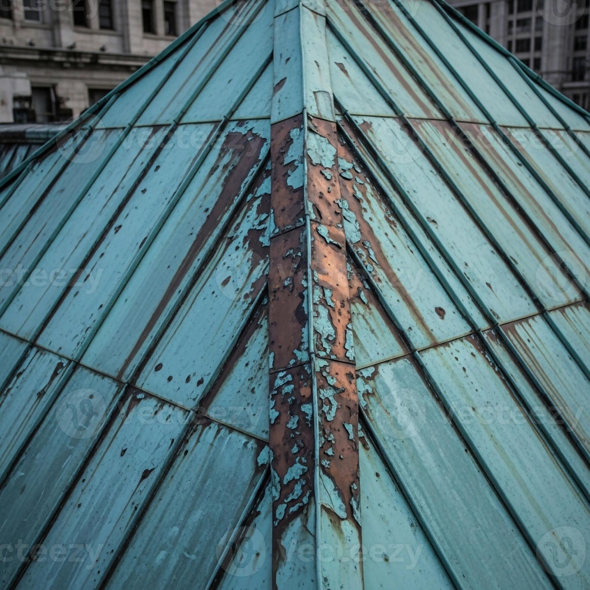 Copper architectural detail showing natural patina
