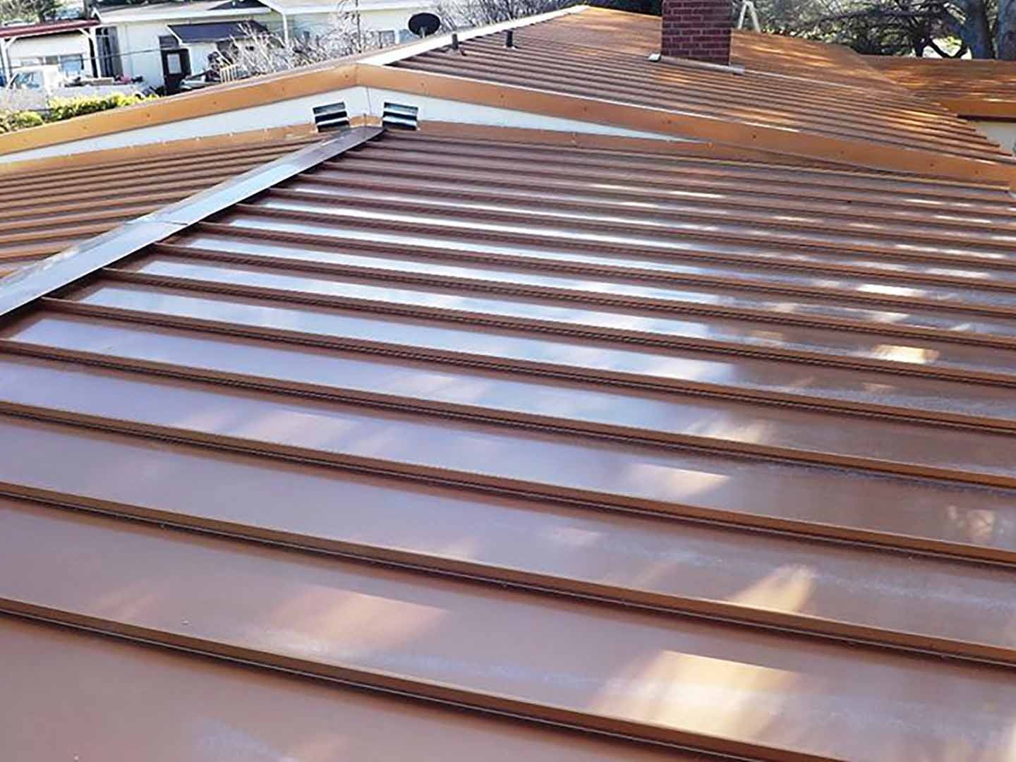Standing seam metal roofing close-up